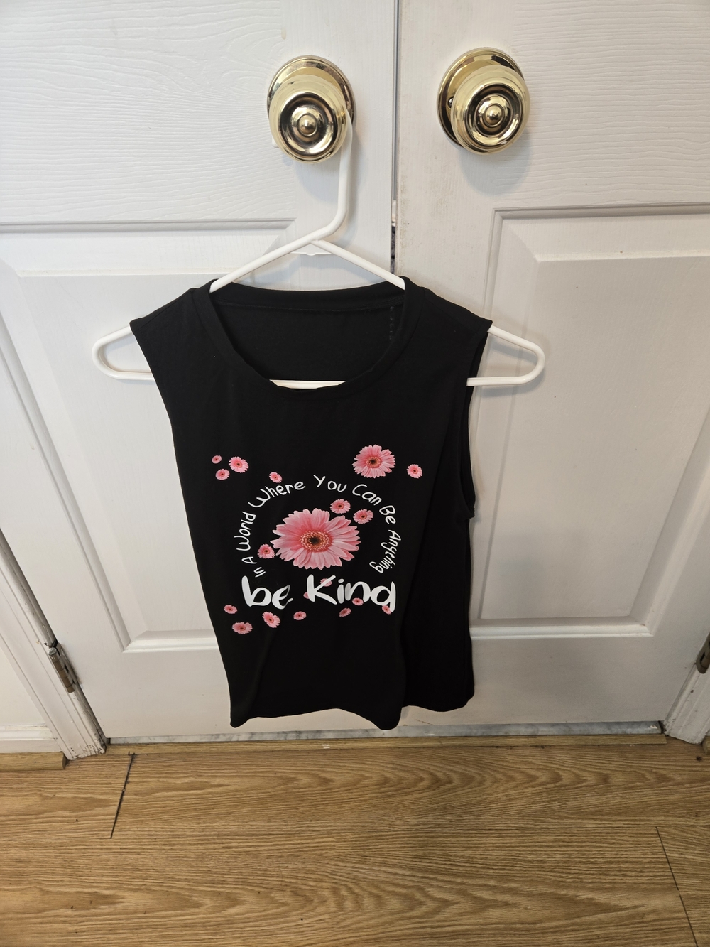 Be Kind Floral Graphic Black Tank Top